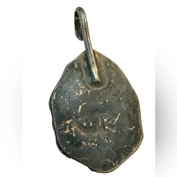 Vintage Native Sterling Turquoise Floral Pendant - Picture 10 of 10